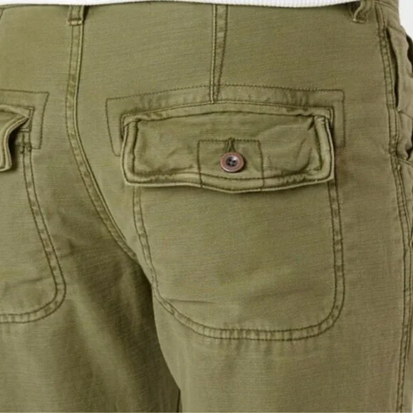 FREE PEOPLE High-Rise Button-Fly Moss Green Utility Boyfriend Pant Size 25 - Picture 5 of 16